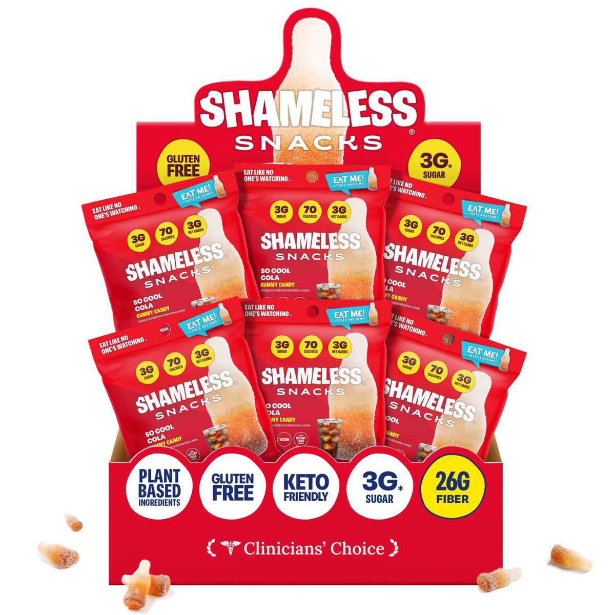 Shameless So Cool Cola Bottle Candy – Low Sugar Gummy, Keto, Vegan & Gluten Free