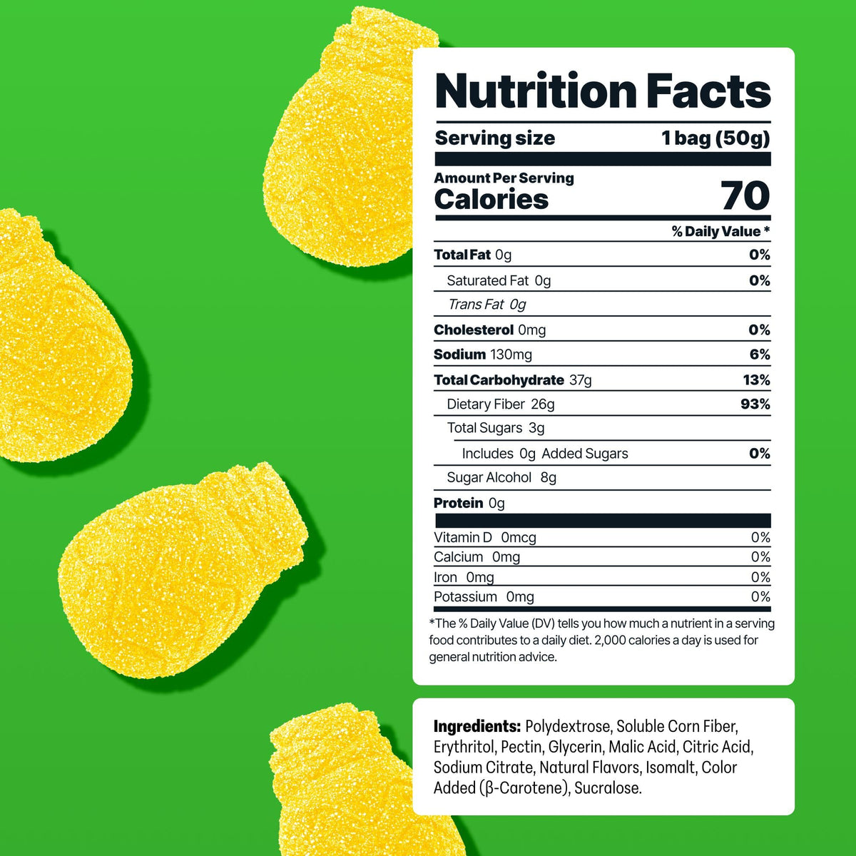 Shameless Sour Pineapple Punch Gummies – Keto, Gluten Free, Vegan, 3g Sugar, 70 Calories per Bag