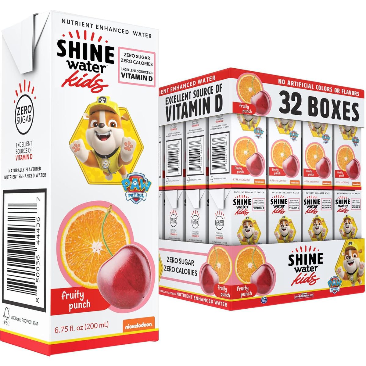 ShineWater x Paw Patrol Fruit Punch Kids Juice Boxes with Vitamin D – 32 Pack
