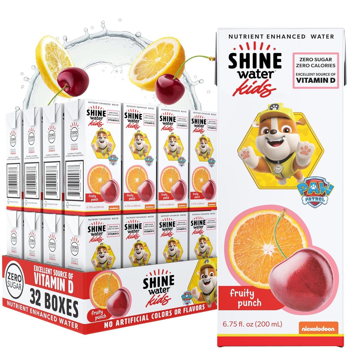 ShineWater x Paw Patrol Fruit Punch Kids Juice Boxes with Vitamin D – 32 Pack
