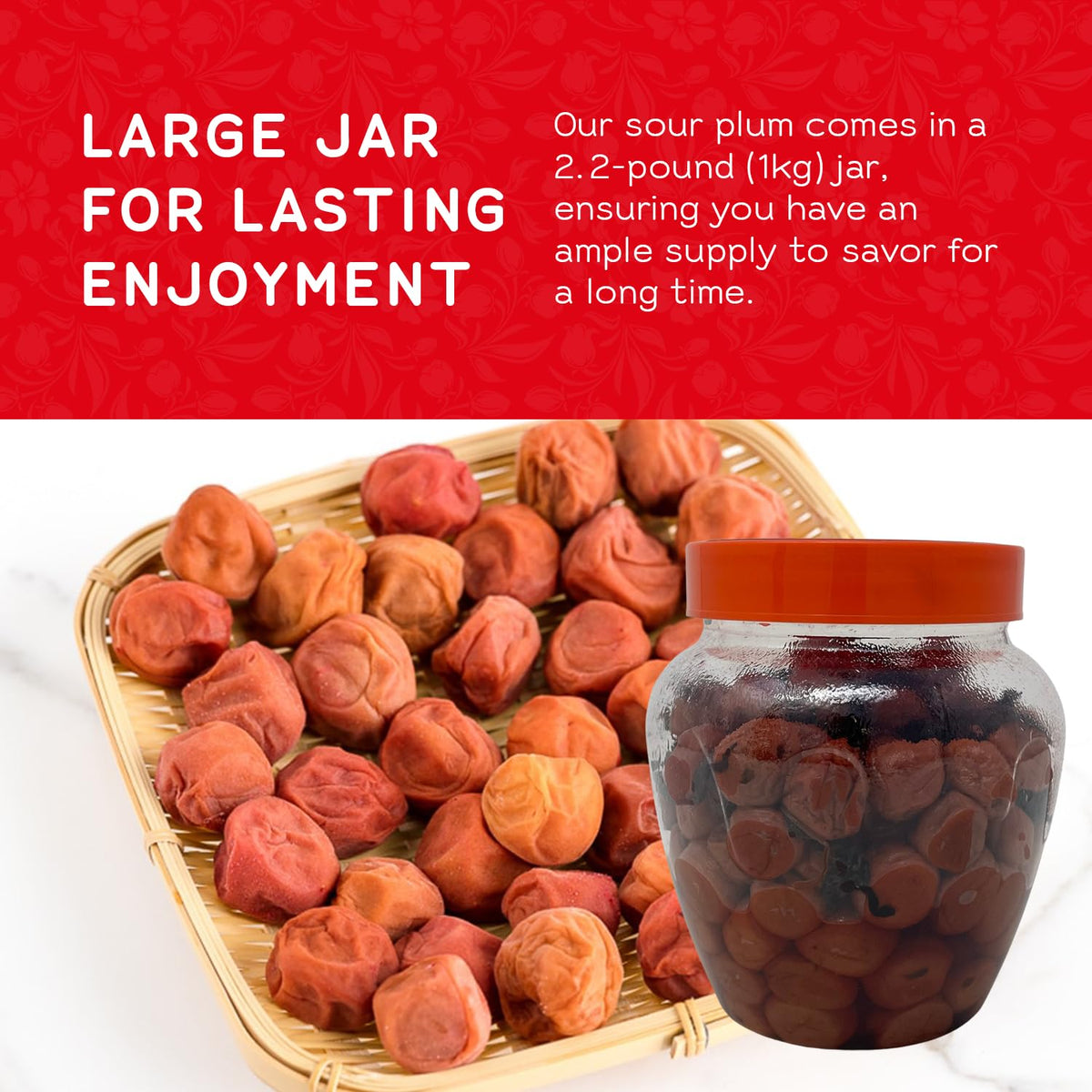 Shirakiku Salted Plums Shiso Ume – Umeboshi for Noodles, Rice Balls, Sandwiches | 2.2lb Jar