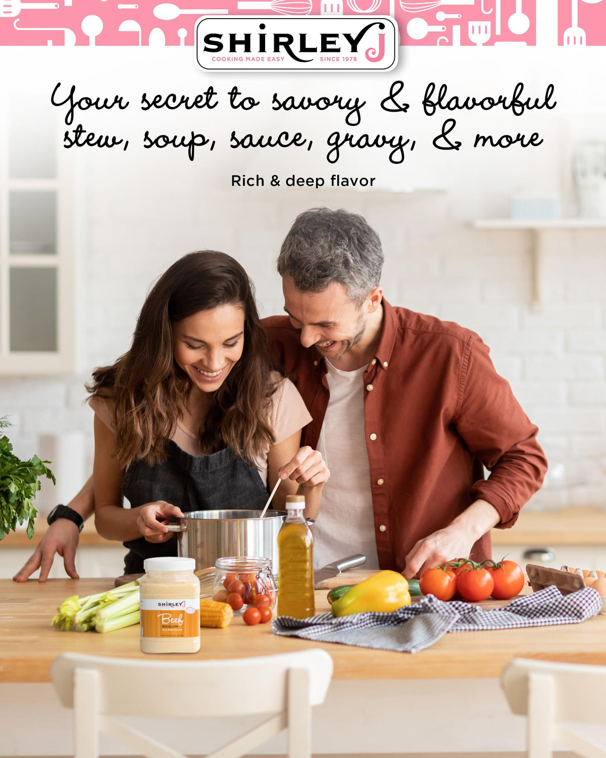 Shirley J Rich Beef Bouillon Powder – Lower Sodium, Instant Gourmet Base, Replaces 30+ Cartons (1lb Jar)