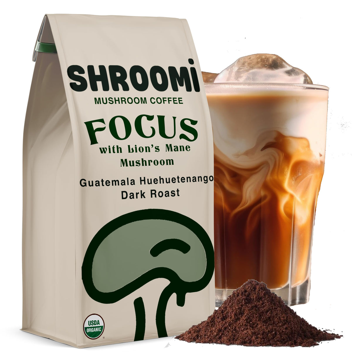 Shroomi Mushroom Focus Coffee – 16,000mg Lions Mane, Reishi & Chaga | Dark Roast 10oz