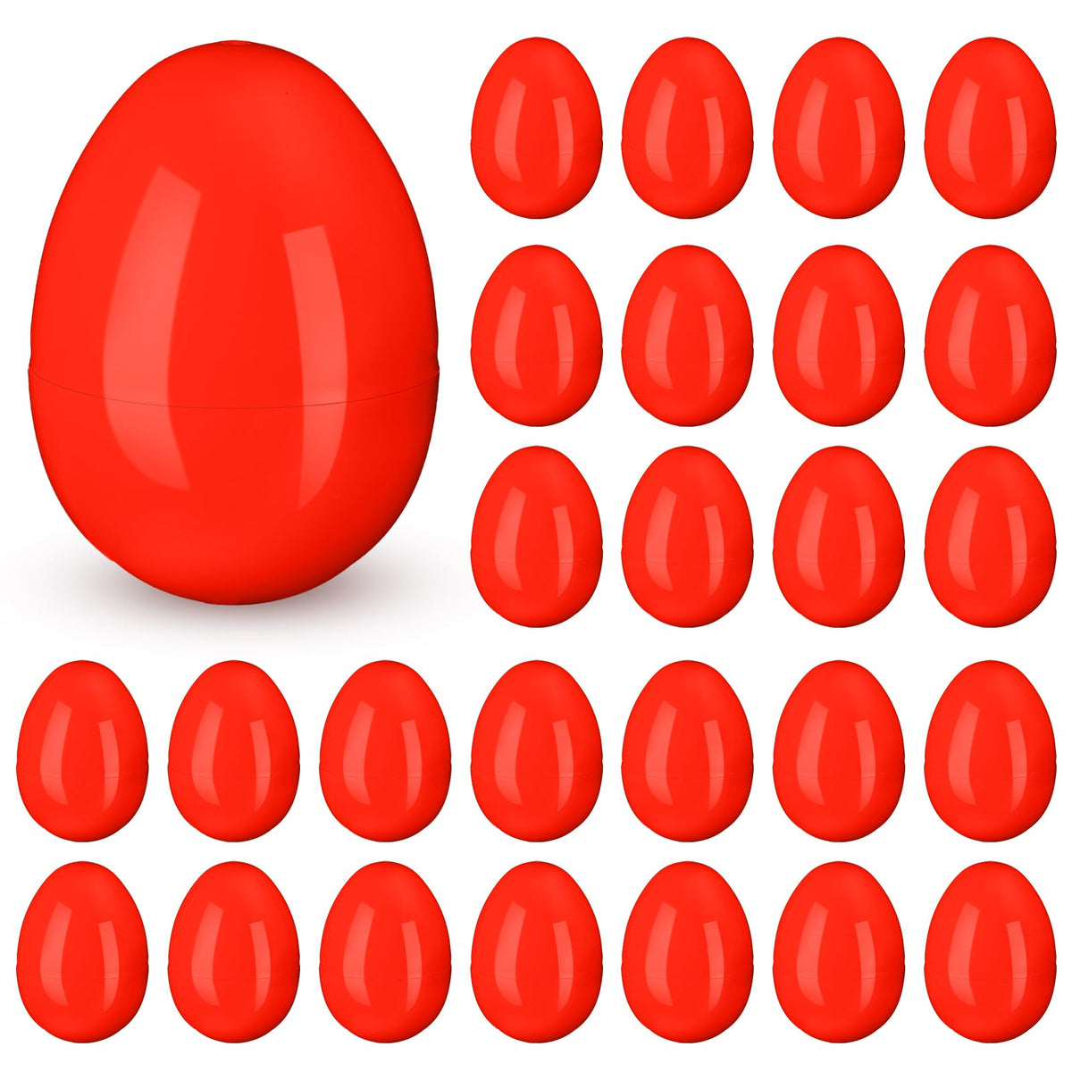 Silipull 36 Pack Jumbo Fillable Plastic Eggs - 3.1 Inch Red Easter Eggs for Hunts, Party Favors & DIY Crafts