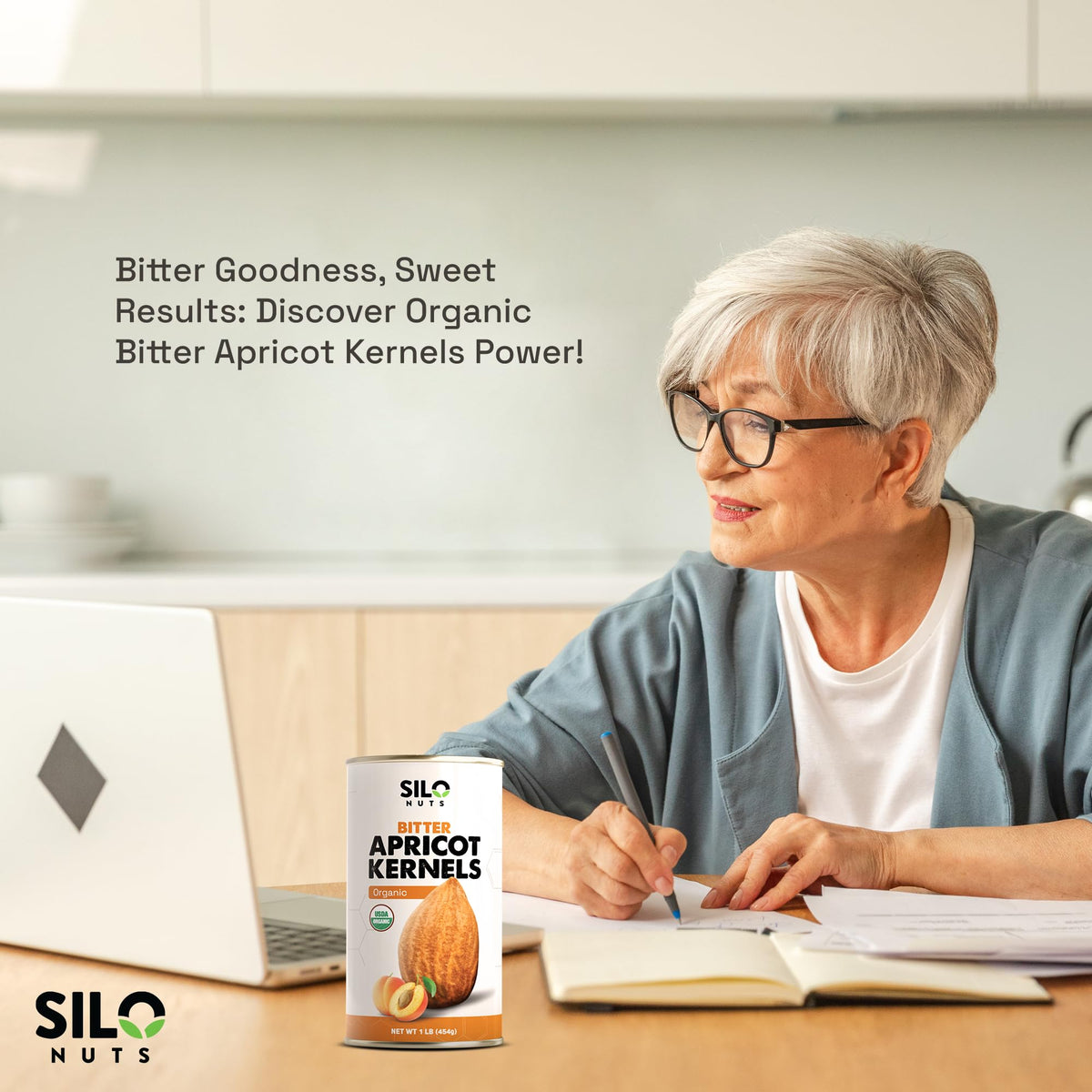 SILO Nuts Organic Bitter Apricot Kernels - 16 oz USDA Organic, Non-GMO, No Additives