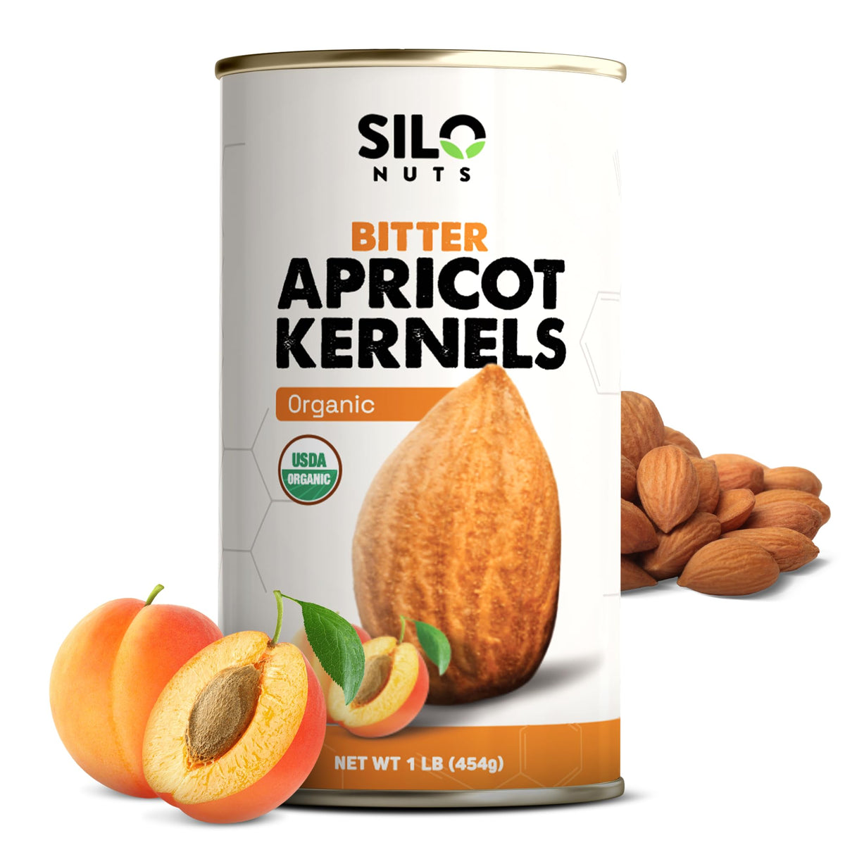 SILO Nuts Organic Bitter Apricot Kernels - 16 oz USDA Organic, Non-GMO, No Additives