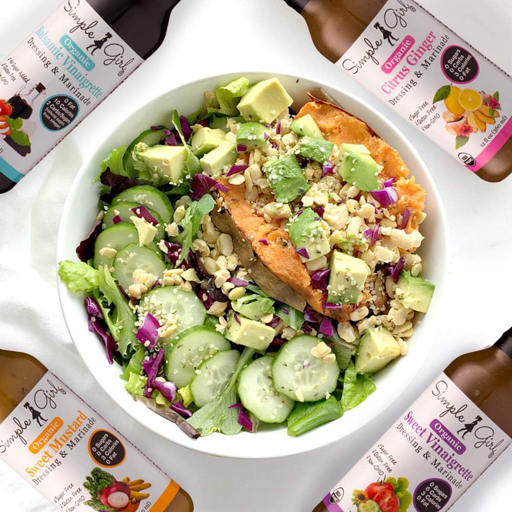 Simple Girl Organic Salad Dressing Variety Pack — Sugar Free, Low Carb, Vegan, Gluten Free (4 x 12 oz)