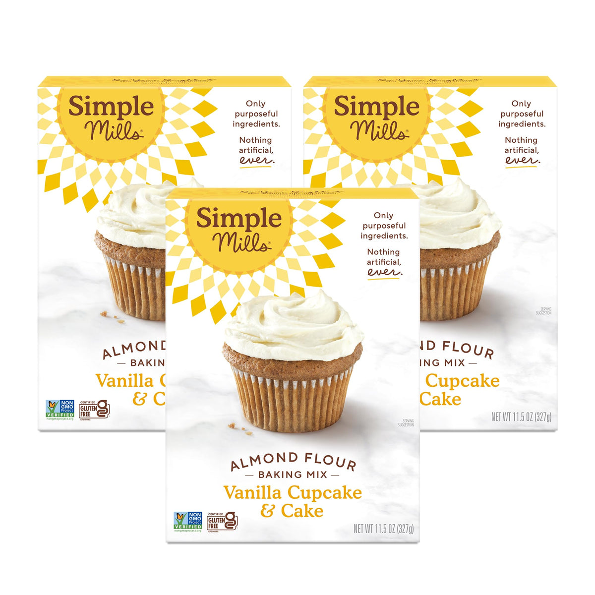 Simple Mills Almond Flour Vanilla Cake Mix – Gluten Free, Plant Based, Paleo | Pack of 3