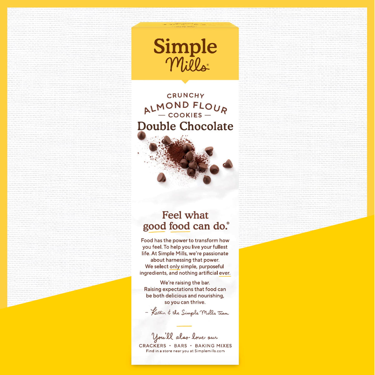 Simple Mills Almond Flour Double Chocolate Chip Cookies - Gluten Free, Non-GMO, Grain Free, Pack of 6