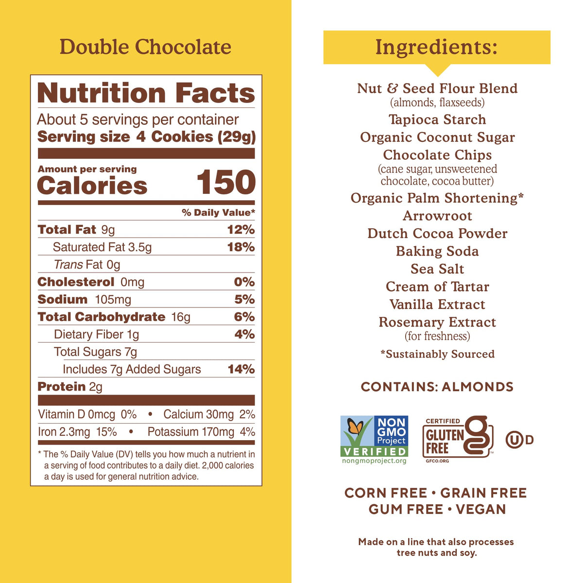 Simple Mills Almond Flour Double Chocolate Chip Cookies - Gluten Free, Non-GMO, Grain Free, Pack of 6