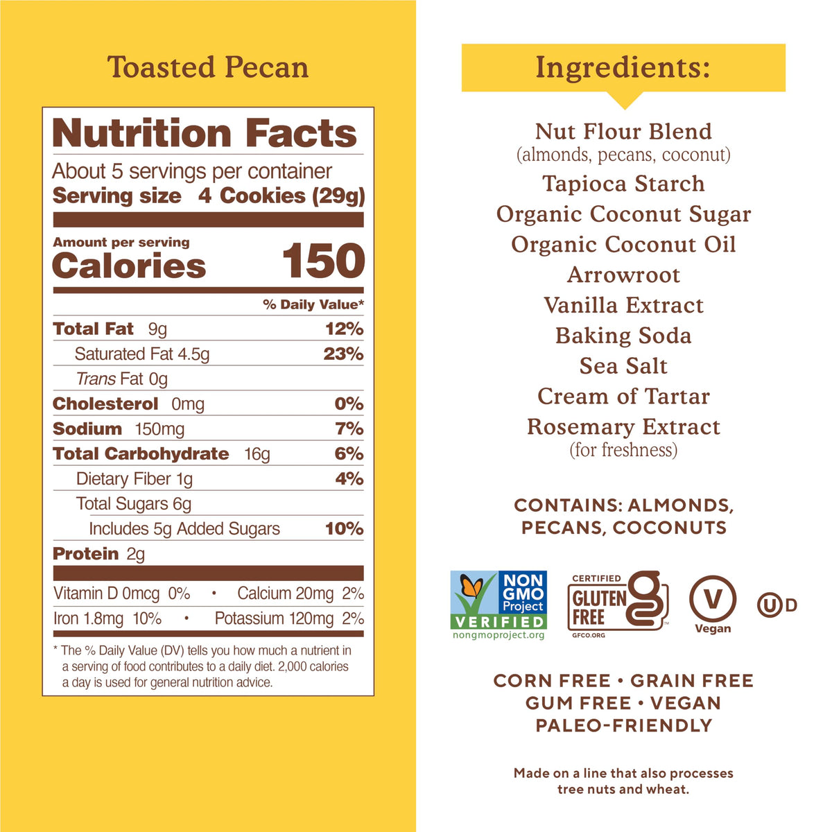 Simple Mills Almond Flour Toasted Pecan Cookies – Gluten Free, Organic Coconut Oil, 6 Count