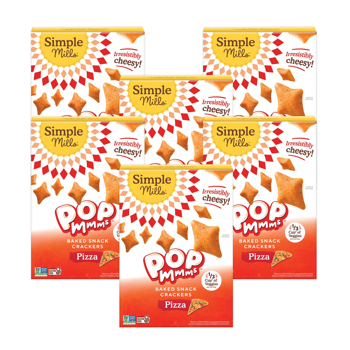 Simple Mills Pop Mmms Pizza Baked Snack Crackers – Gluten Free, 6-Pack