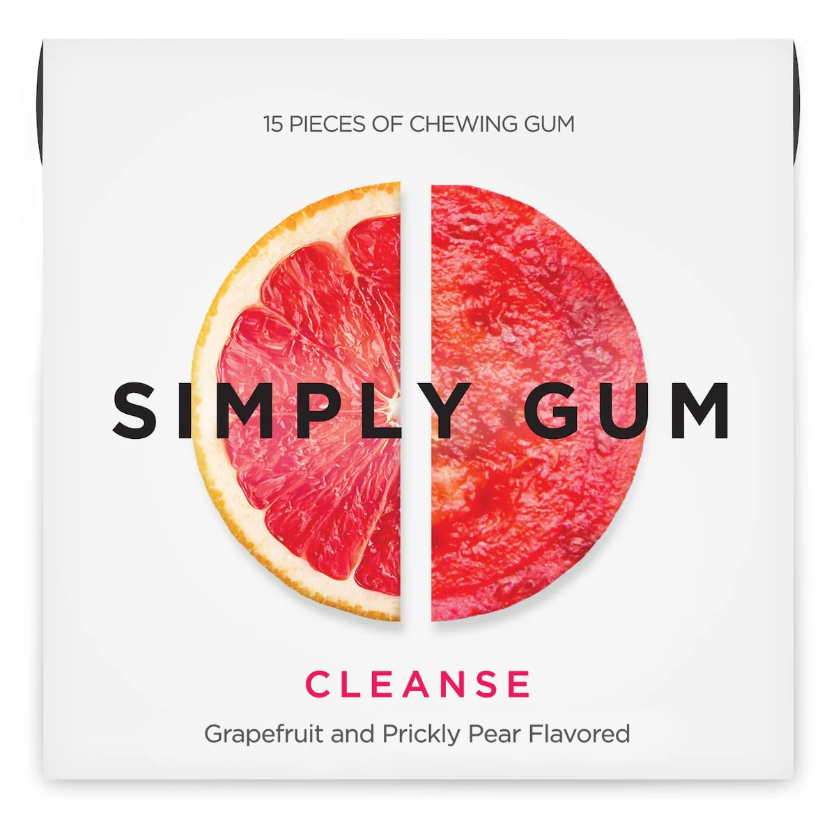 SIMPLY Gum Cleanse Grapefruit & Prickly Pear — Plastic-Free Natural Chewing Gum, 12 Pack