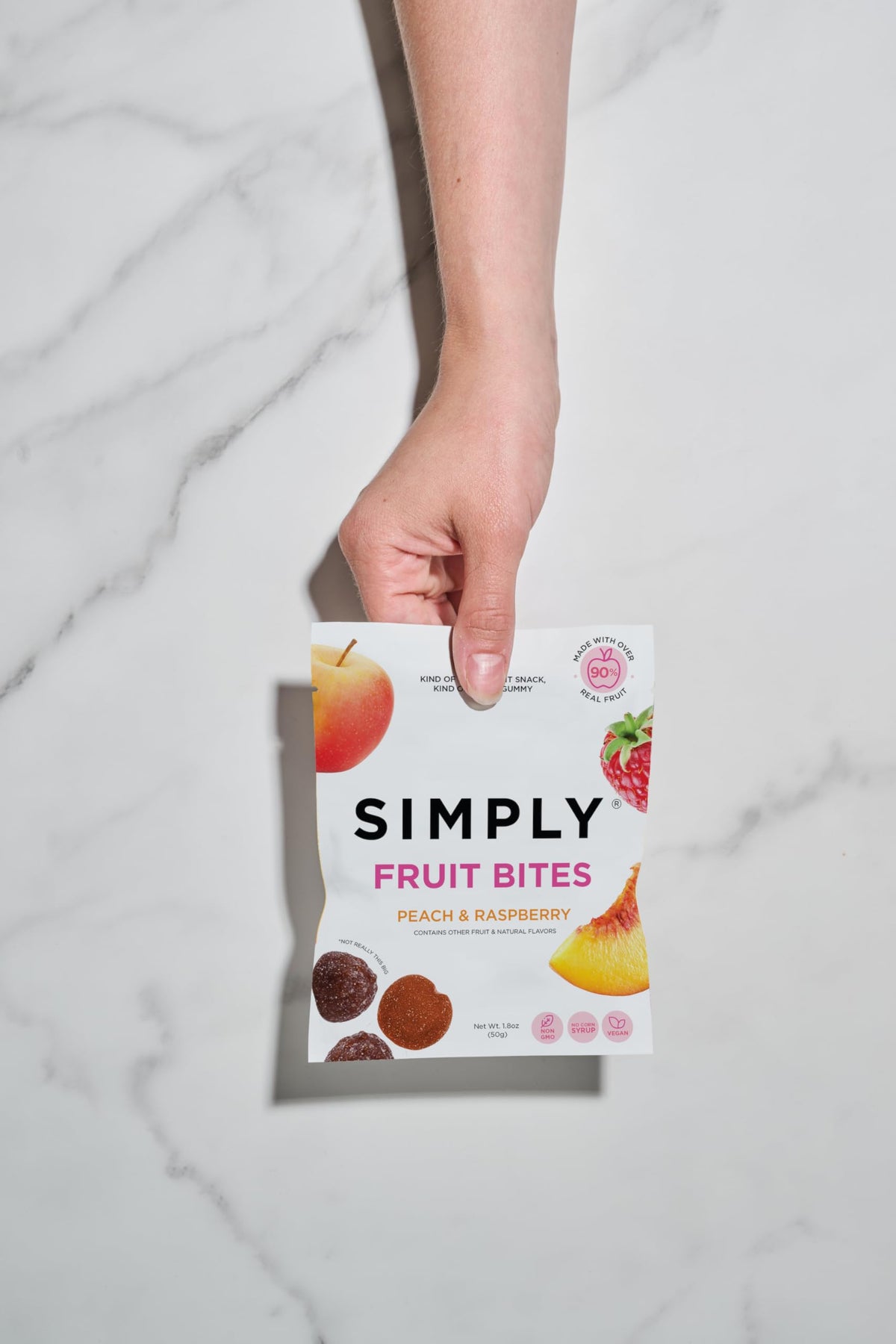 Simply Fruit Bites – Real Fruit Gummies Peach & Raspberry | 8-Pack | Gluten Free & Kosher