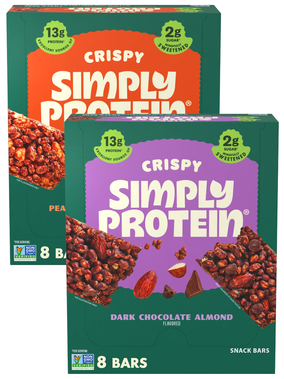 Simply Protein Crispy Bars Variety Pack – 13g Protein, 2g Sugar, 7g Fiber