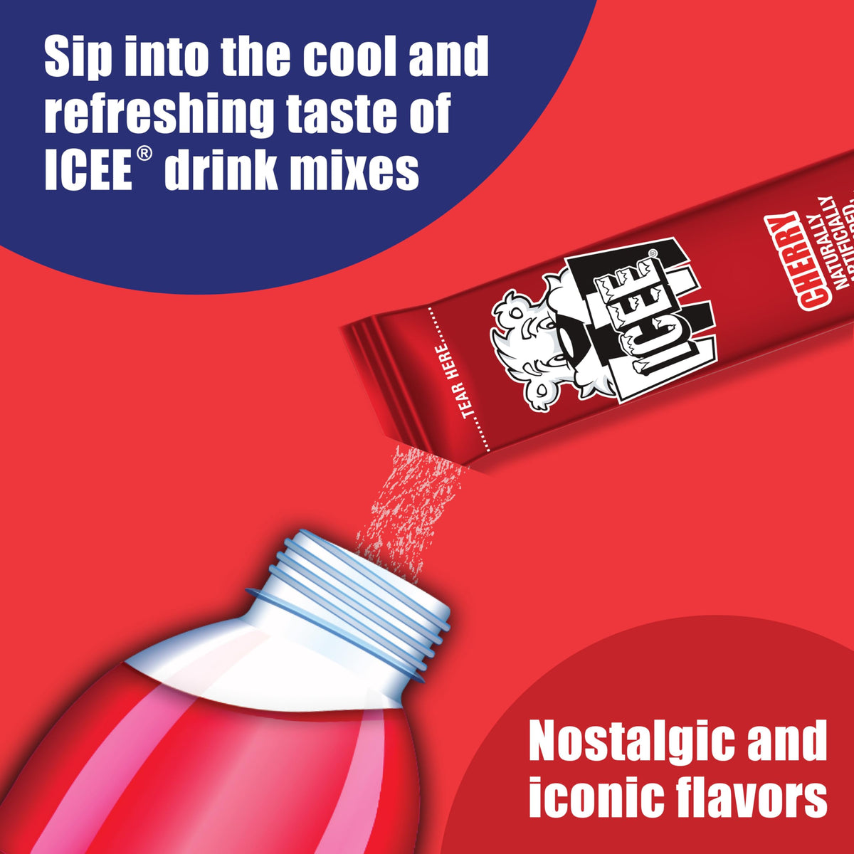 ICEE Singles To Go Water Drink Mix – Cherry Flavor, 72 Servings, 12 Boxes