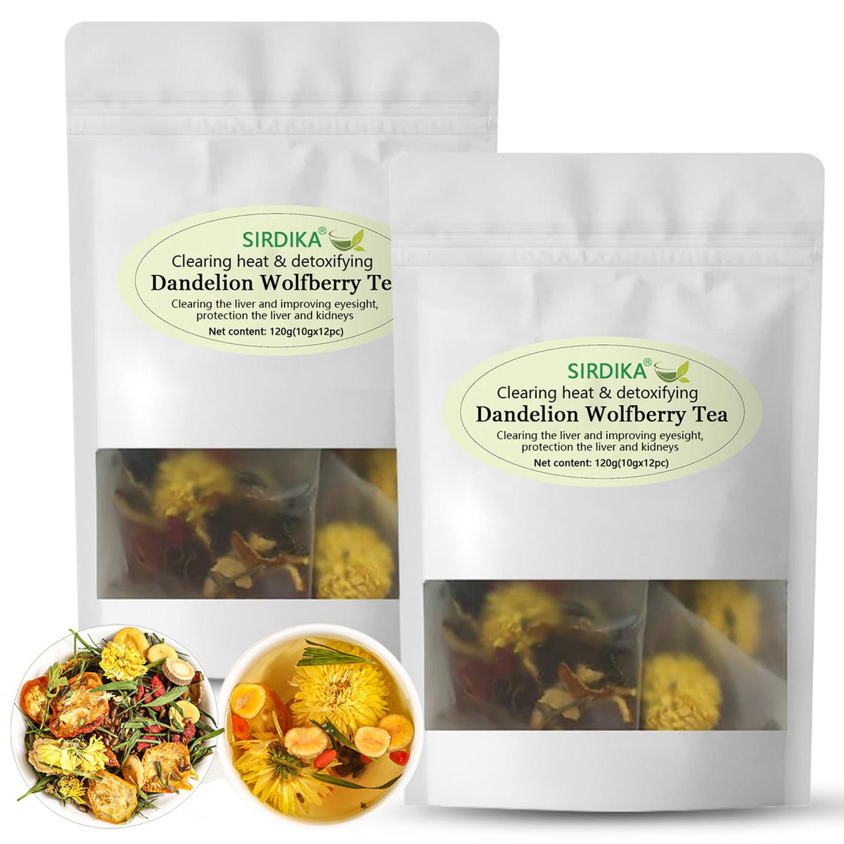SIRDIKA Dandelion Wolfberry Herbal Tea – Kidney & Liver Health Blend, 120g / 24 Tea Bags