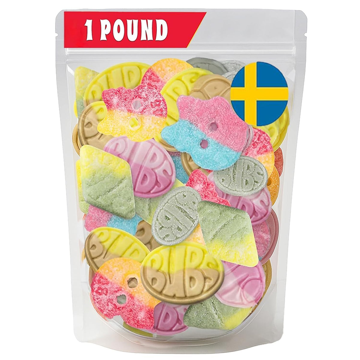 SkandyNova Bubs Swedish Candy Mix – 1 lb Foam Gummies, Assorted Shapes & Flavors