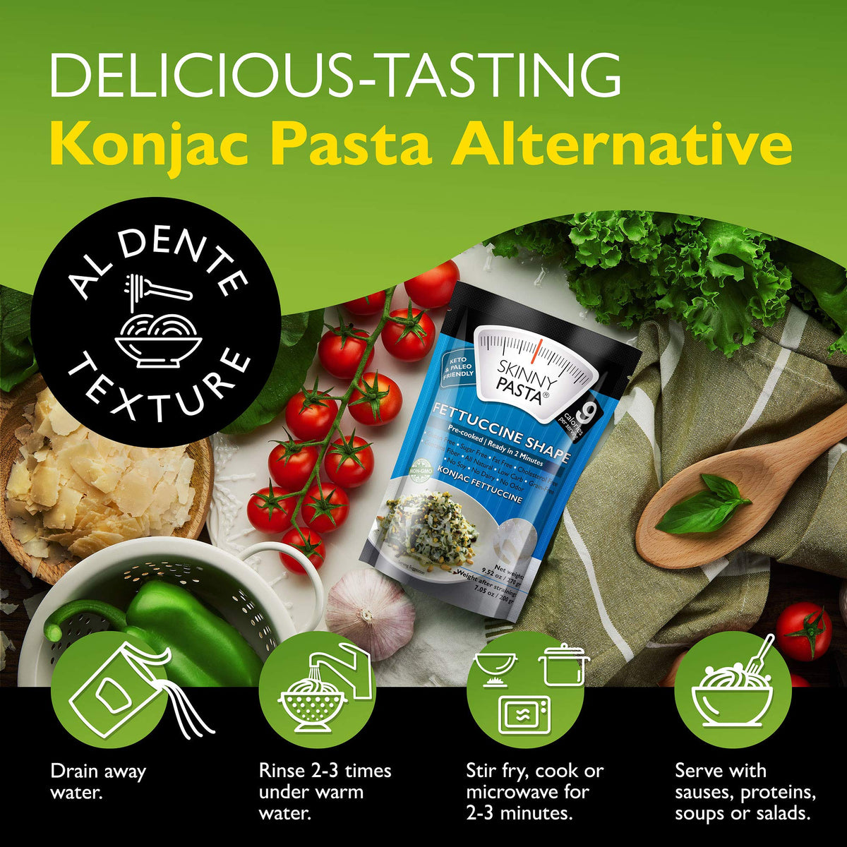 Skinny Pasta Fettuccine Konjac Noodles Low Carb Gluten Free