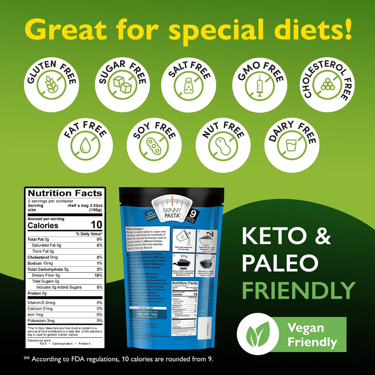 Skinny Pasta Fettuccine Konjac Noodles Low Carb Gluten Free