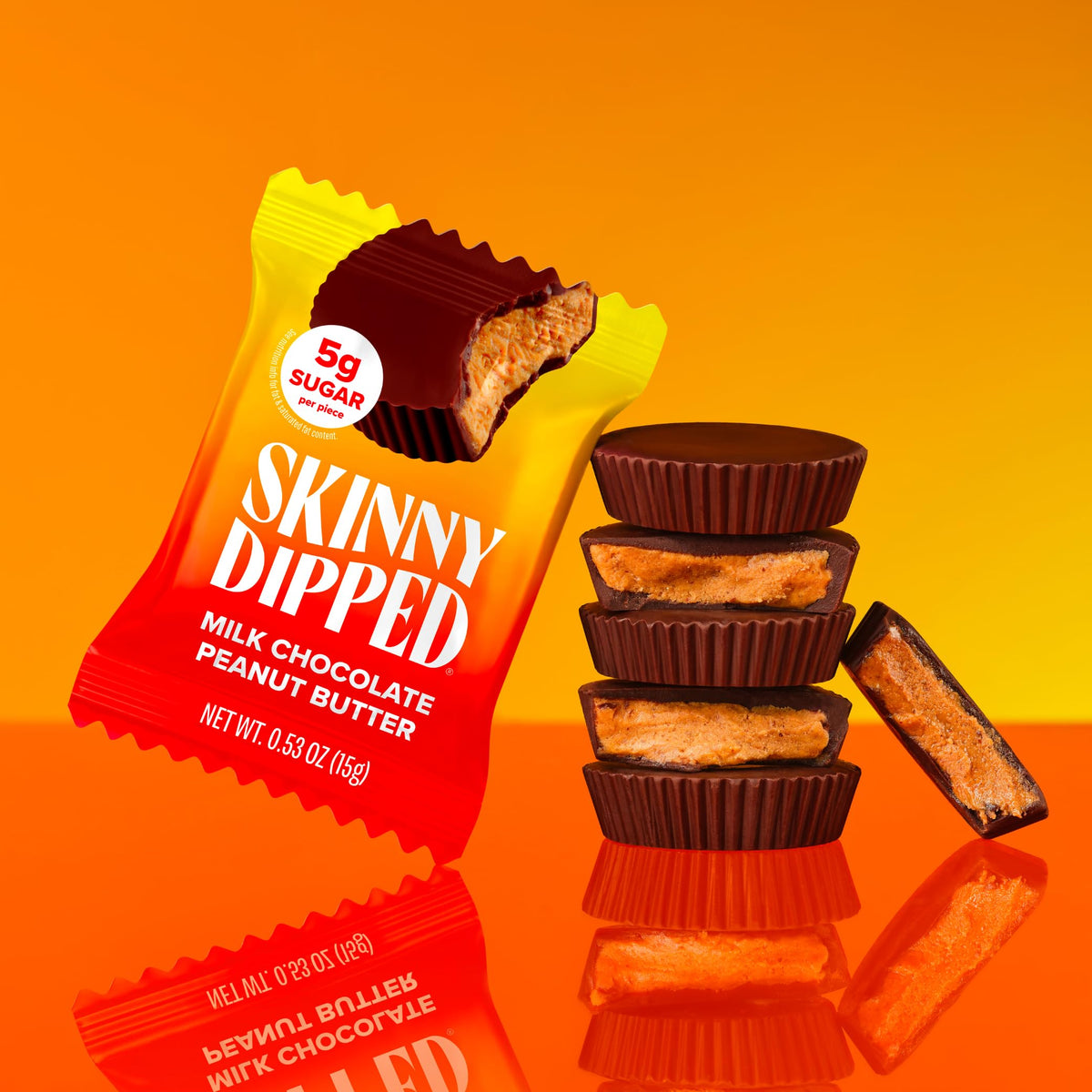 SkinnyDipped Milk Chocolate Peanut Butter Cups – 4g Sugar, Low Carb, Gluten Free, 24 Cups