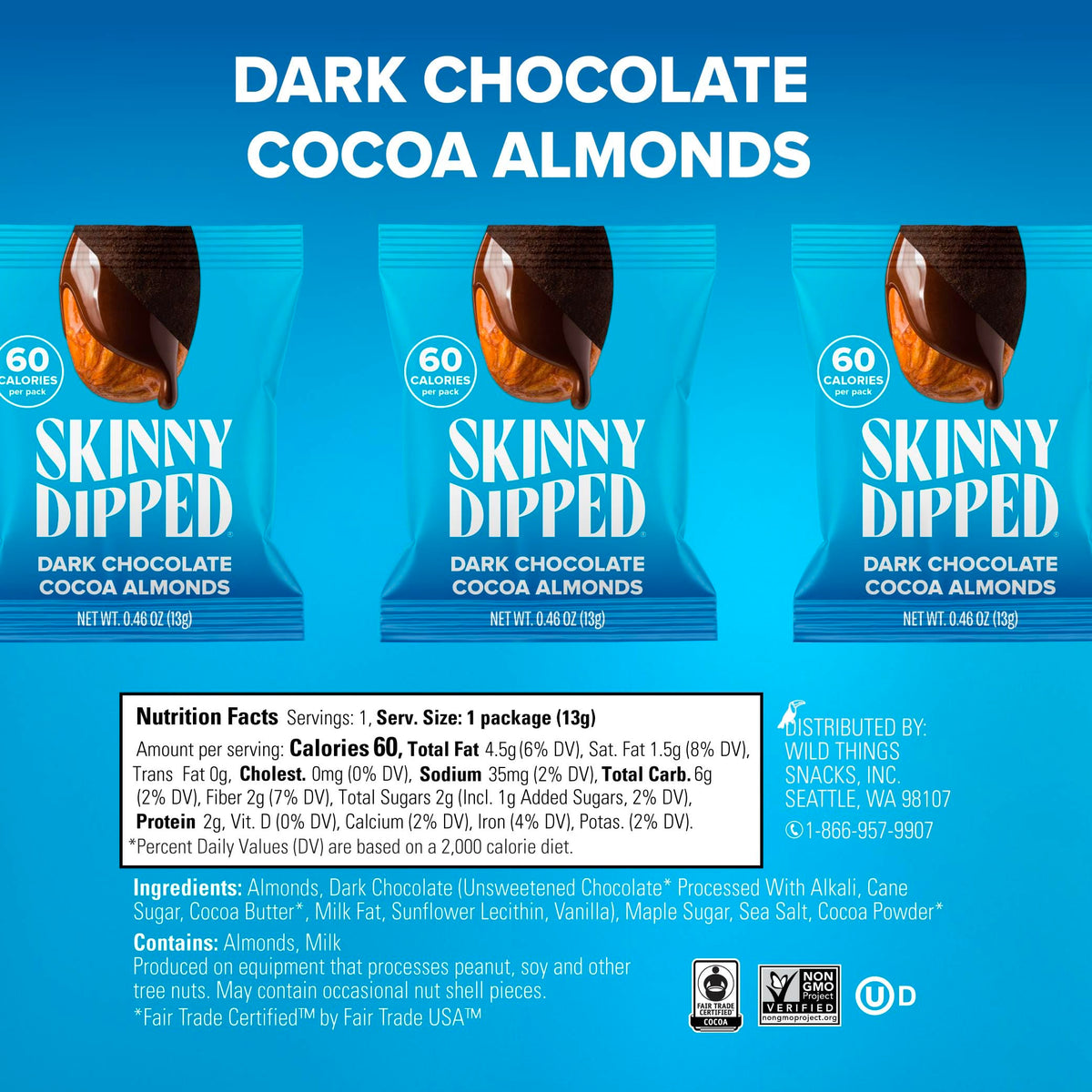 SkinnyDipped Snack Attack Minis Almond Variety Pack – Gluten-Free, Plant Protein, Pack of 25 (0.46 oz each)