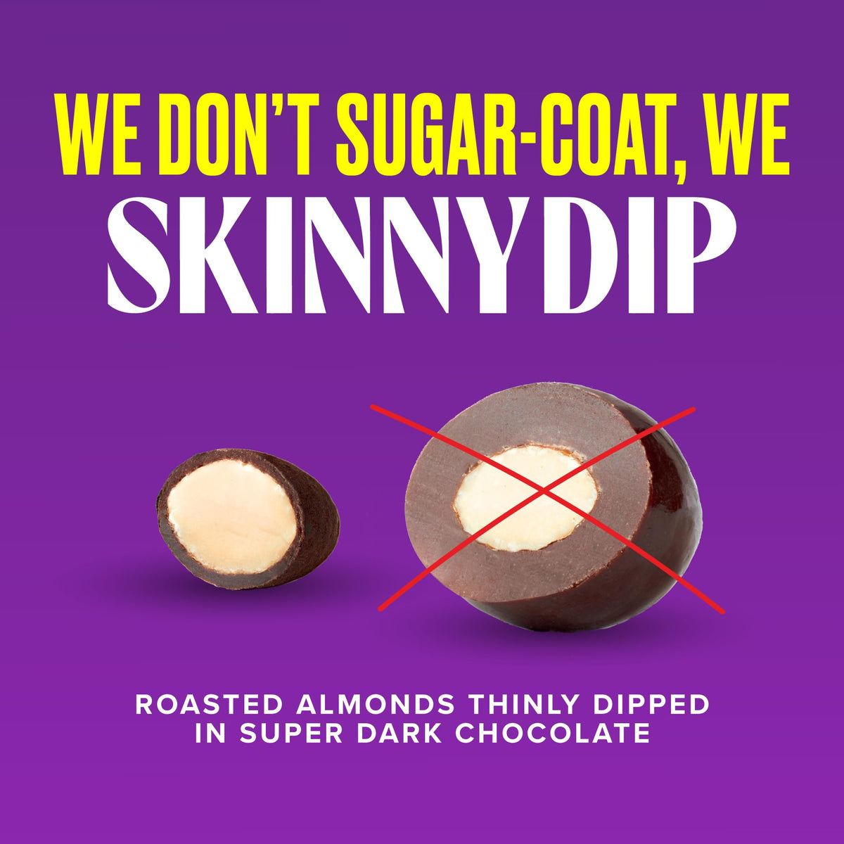 SkinnyDipped Super Dark Chocolate & Sea Salt Almonds – Vegan, Gluten Free, Pack of 5