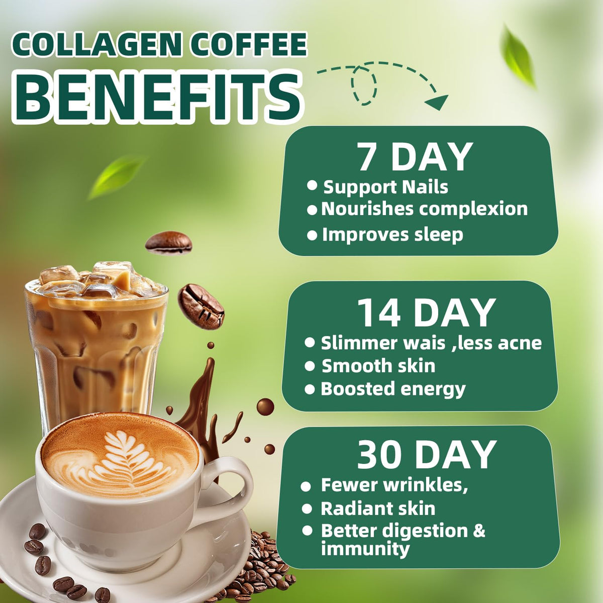 Skiseoy 20x Collagen Chia Coffee — 11-in-1 Mix with L-Glutathione, Vegan, 45 Servings