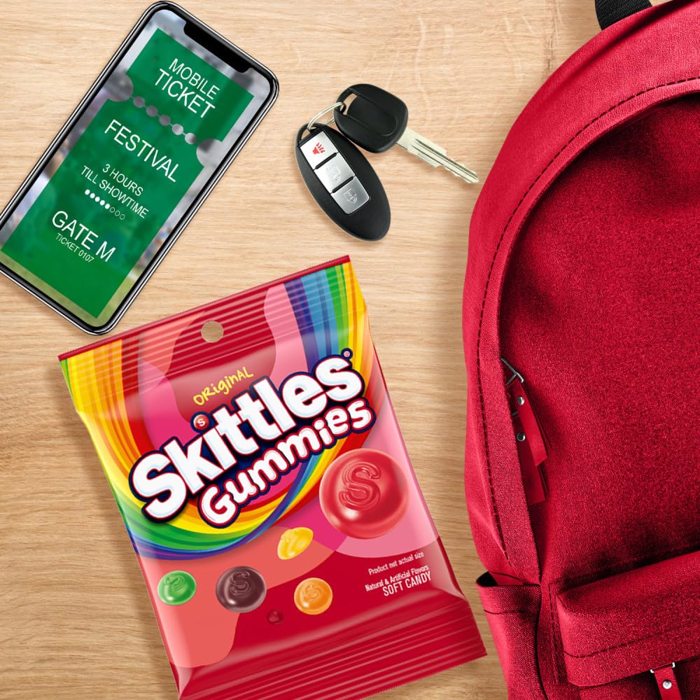 Skittles Gummies Original – Rainbow Fruity Gummy Candy, 5.8 oz Bag (12 Count) | On-the-Go Snack