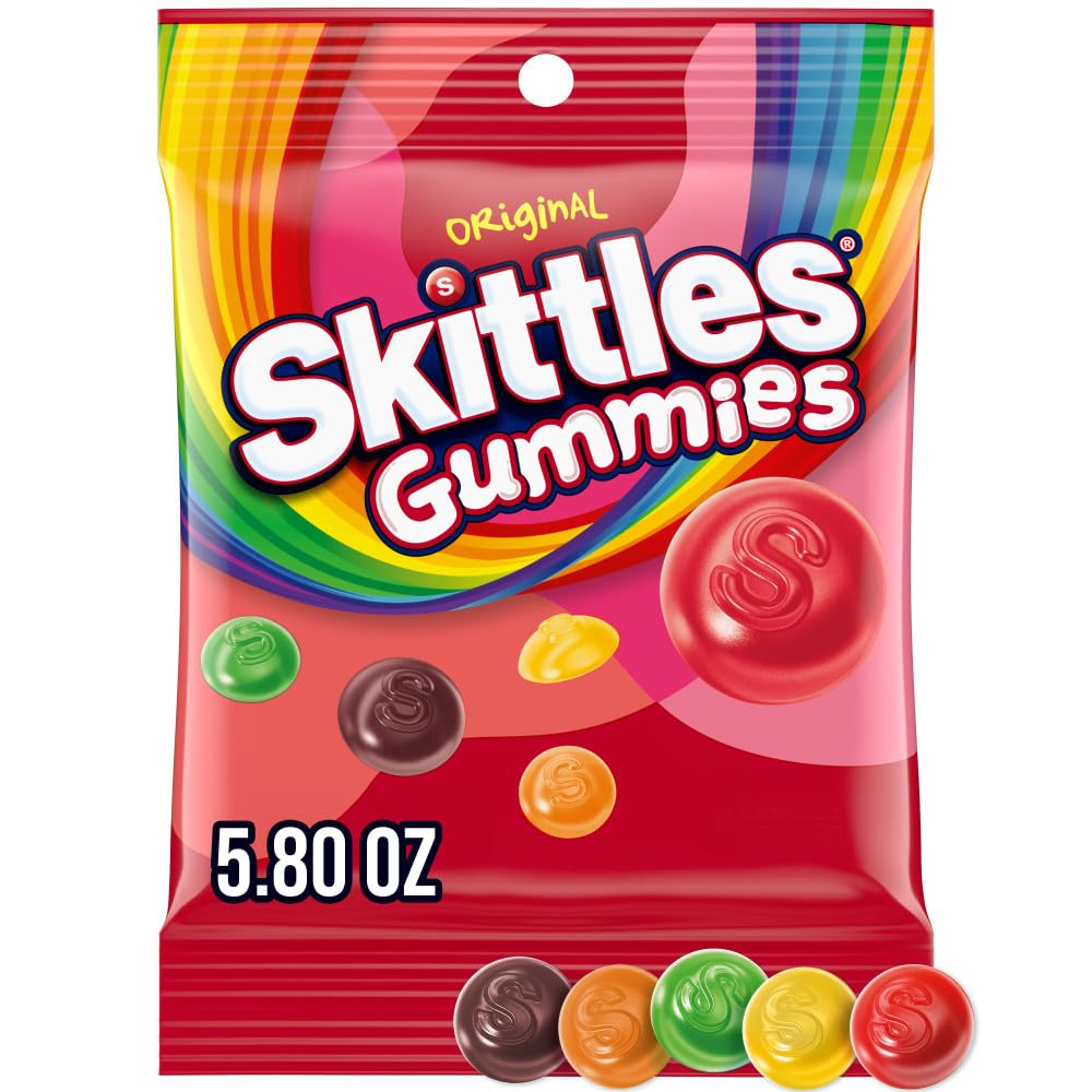 Skittles Gummies Original – Rainbow Fruity Gummy Candy, 5.8 oz Bag (12 Count) | On-the-Go Snack