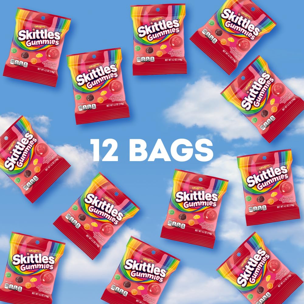 SKITTLES Gummies Original Fruity Gummy Candy — 12 Pack, 4.2 oz Bags