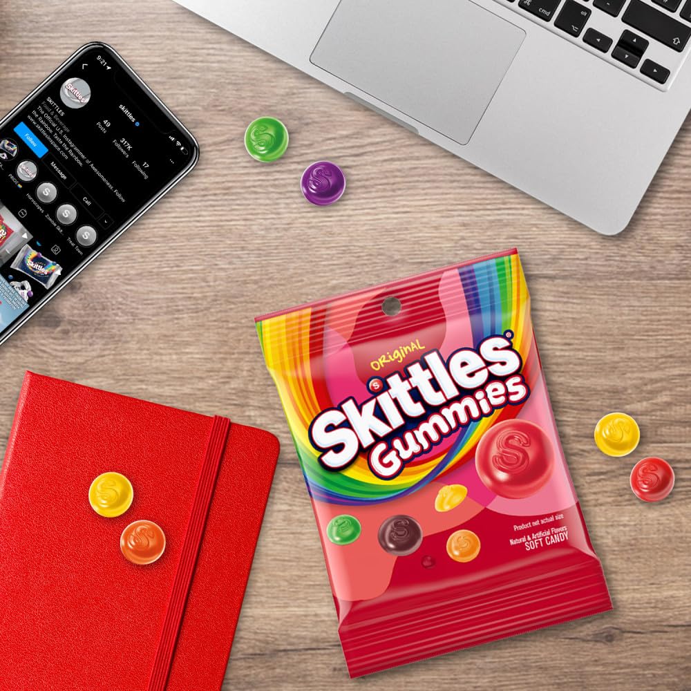 Skittles Gummies Original – Rainbow Fruity Gummy Candy, 5.8 oz Bag (12 Count) | On-the-Go Snack