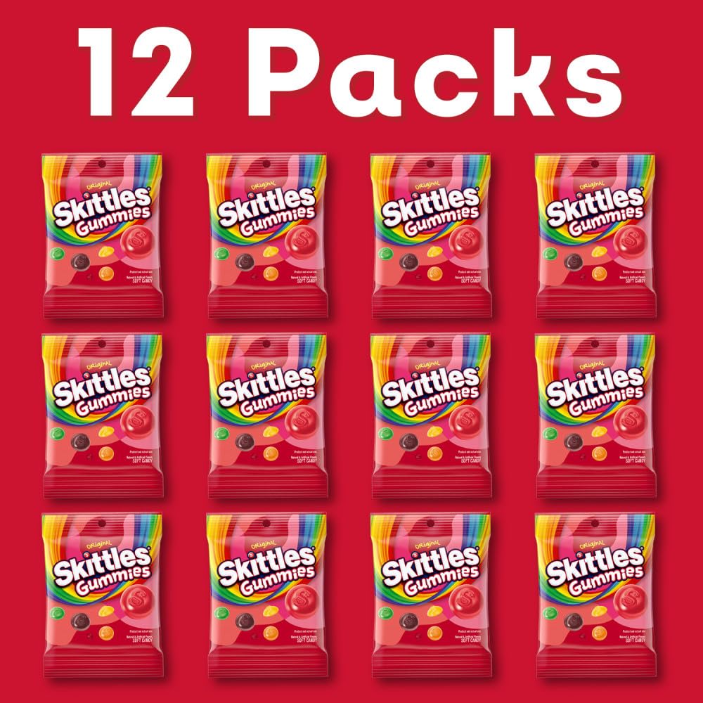 Skittles Gummies Original – Rainbow Fruity Gummy Candy, 5.8 oz Bag (12 Count) | On-the-Go Snack