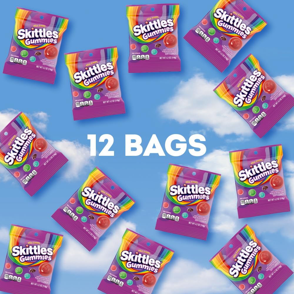 SKITTLES Gummies Wild Berry – 4.2 oz Bags (Pack of 12)