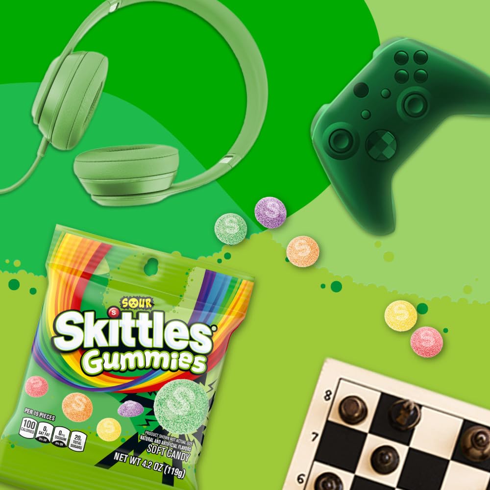 SKITTLES Sour Gummy Candy Bulk Pack – 12 Bags of 4.2 oz Each | Tart, Fruity Chewy Treats