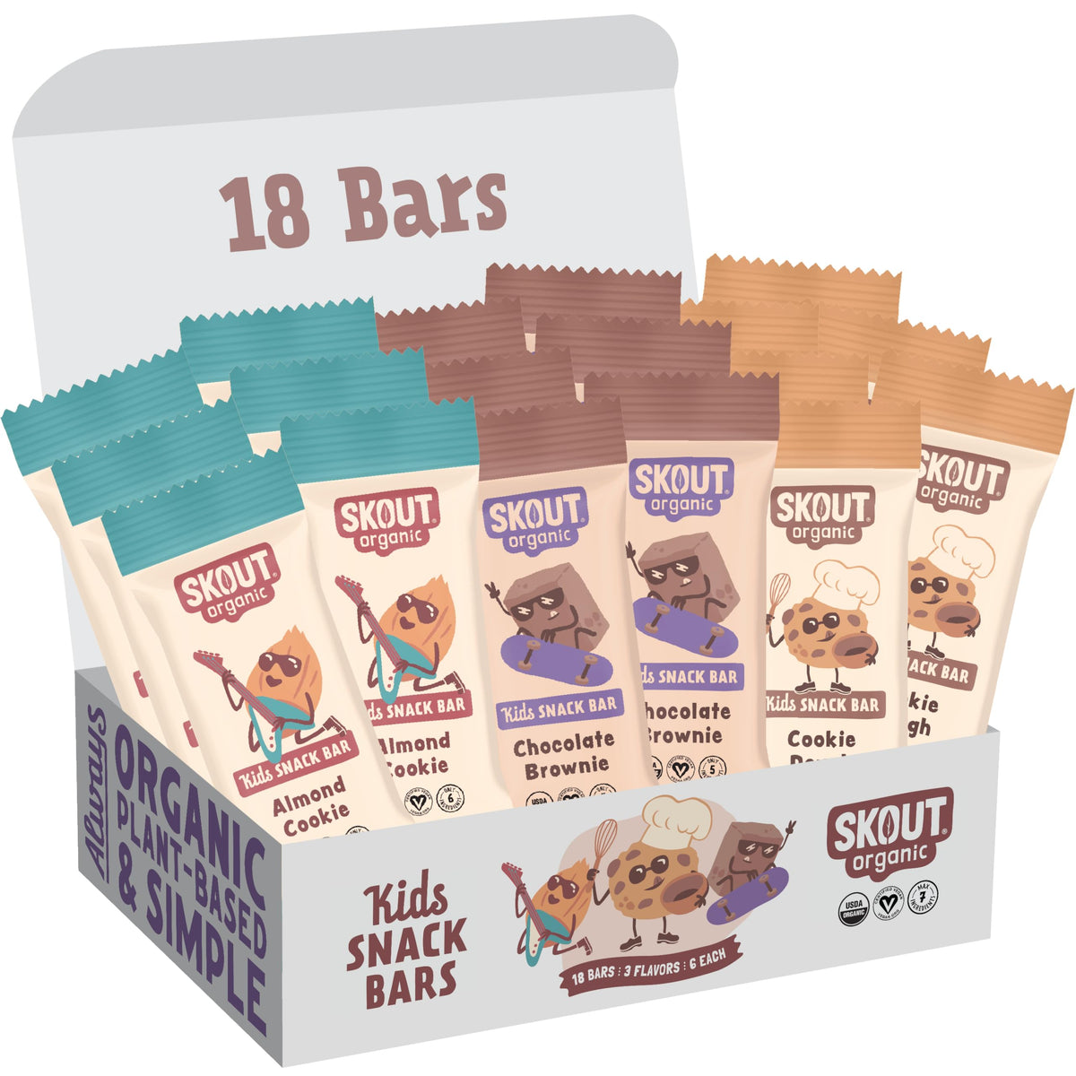 Skout Organic Dessert Inspired Kids Snack Bars Variety Pack (18 Pack) | Vegan & Gluten Free
