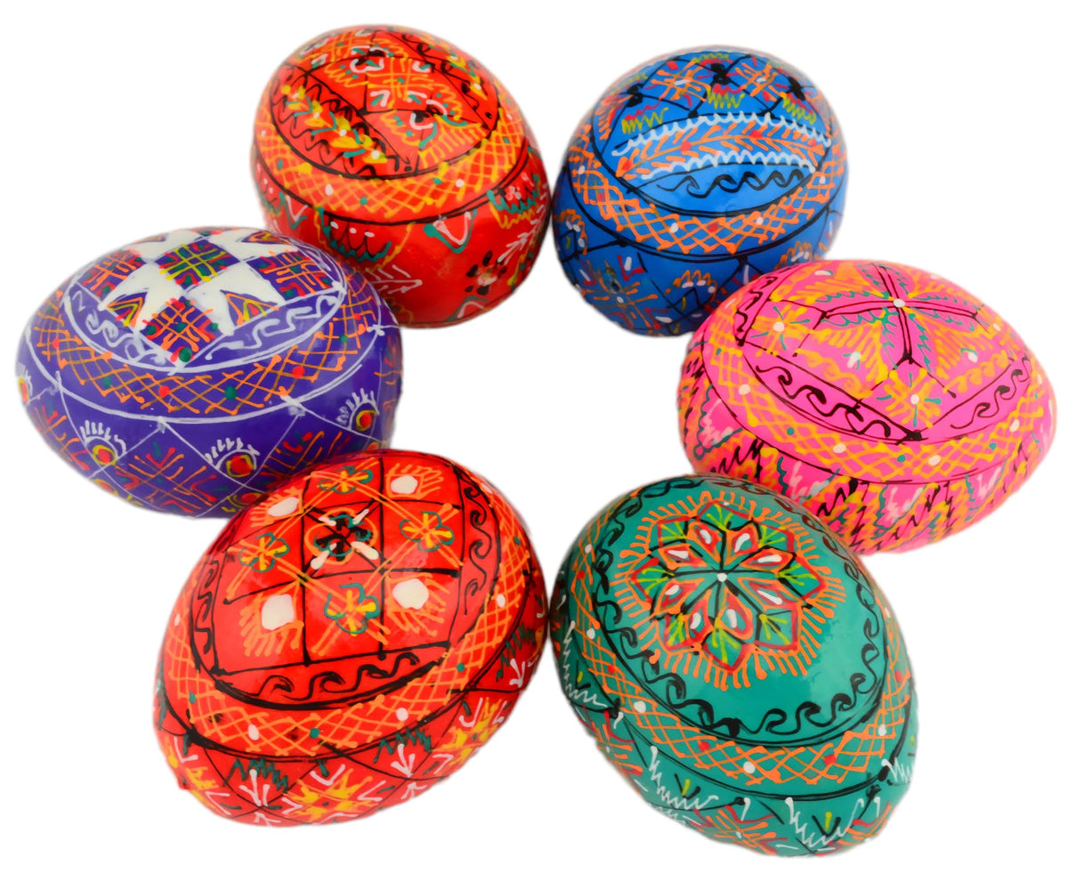 SKRRYNYA Ukrainian Pysanky — Set of 6 Painted Wooden Easter Eggs