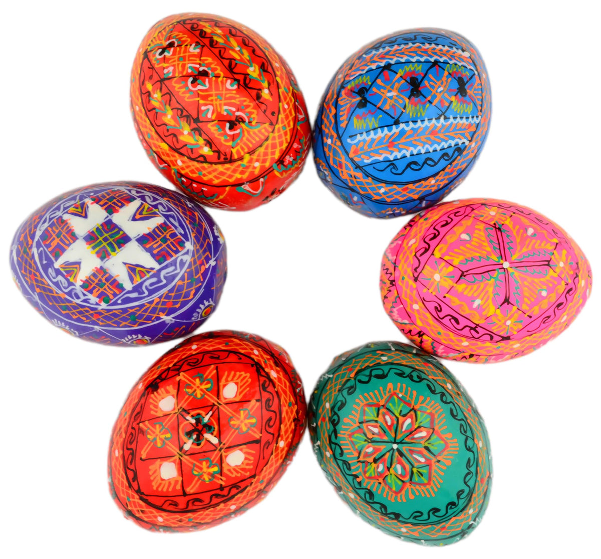 SKRRYNYA Ukrainian Pysanky — Set of 6 Painted Wooden Easter Eggs