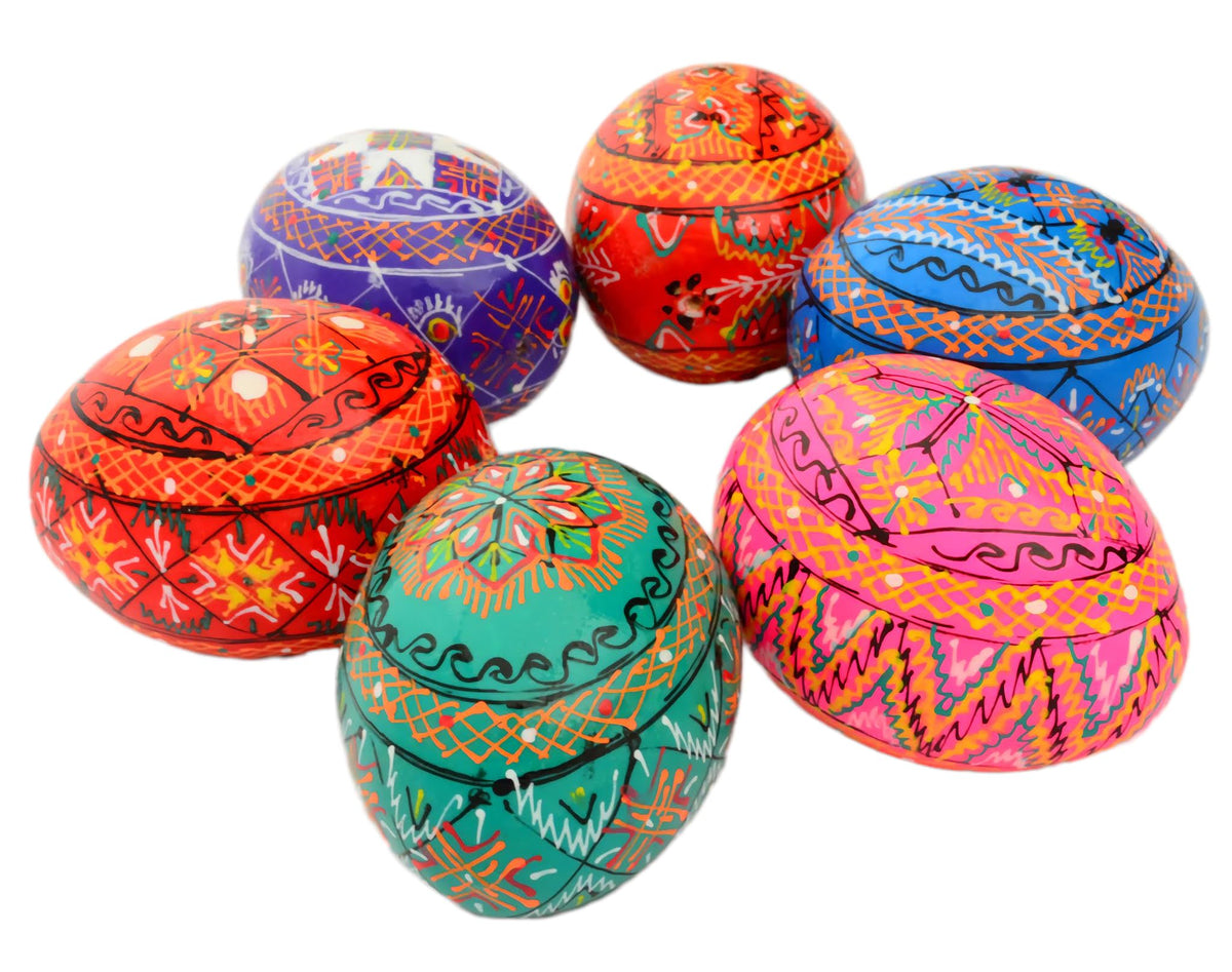 SKRRYNYA Ukrainian Pysanky — Set of 6 Painted Wooden Easter Eggs