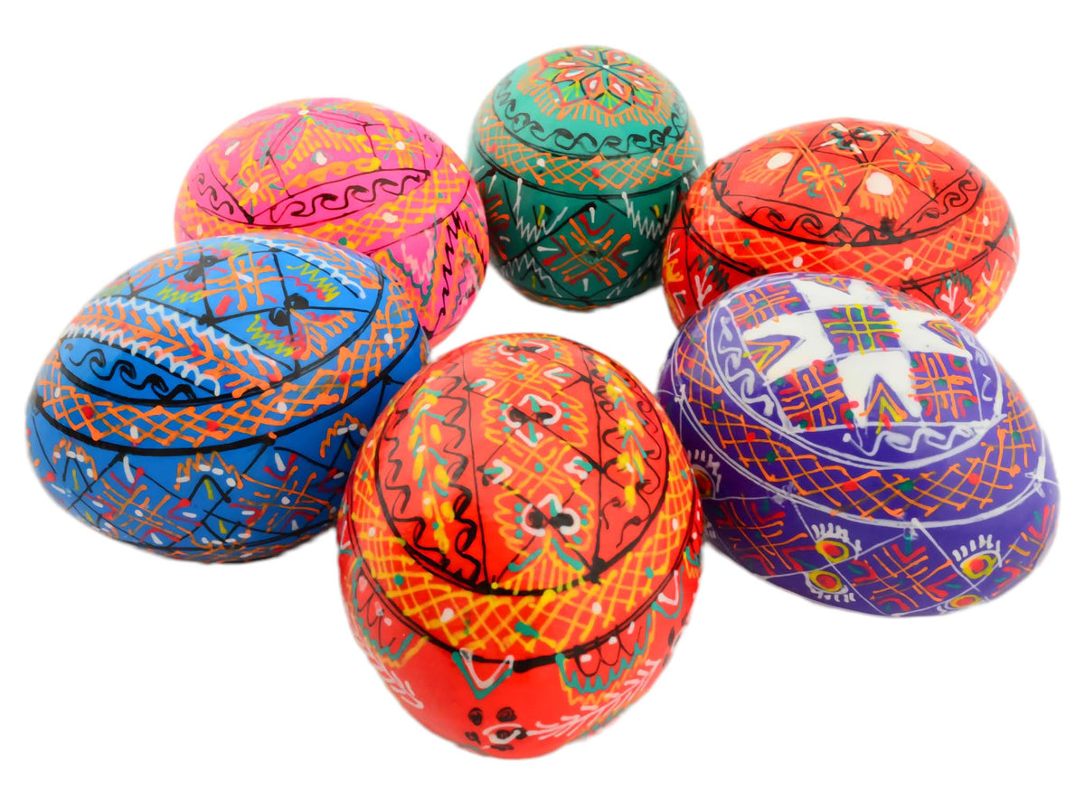 SKRRYNYA Ukrainian Pysanky — Set of 6 Painted Wooden Easter Eggs