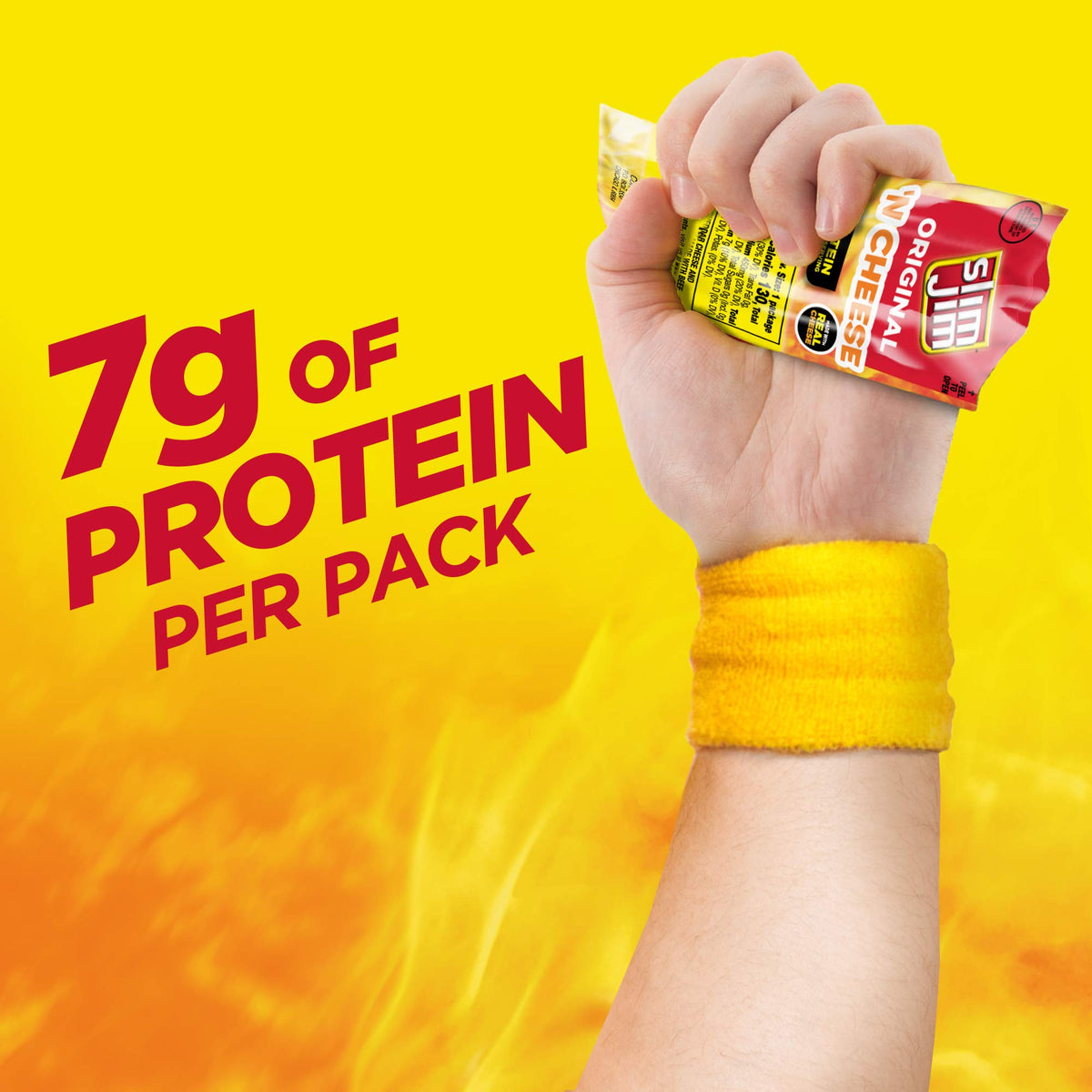 Slim Jim Beef N Cheese Smoked Meat Sticks – Mild Flavor, 19g Protein, 3.0 oz (18 Count)