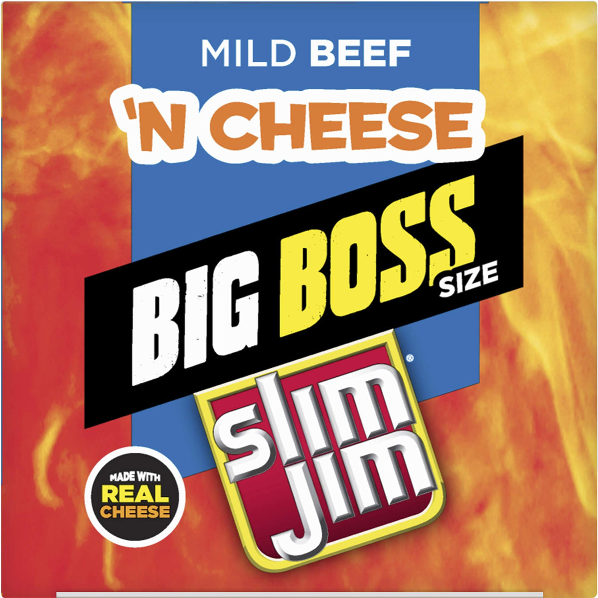 Slim Jim Beef N Cheese Smoked Meat Sticks – Mild Flavor, 19g Protein, 3.0 oz (18 Count)