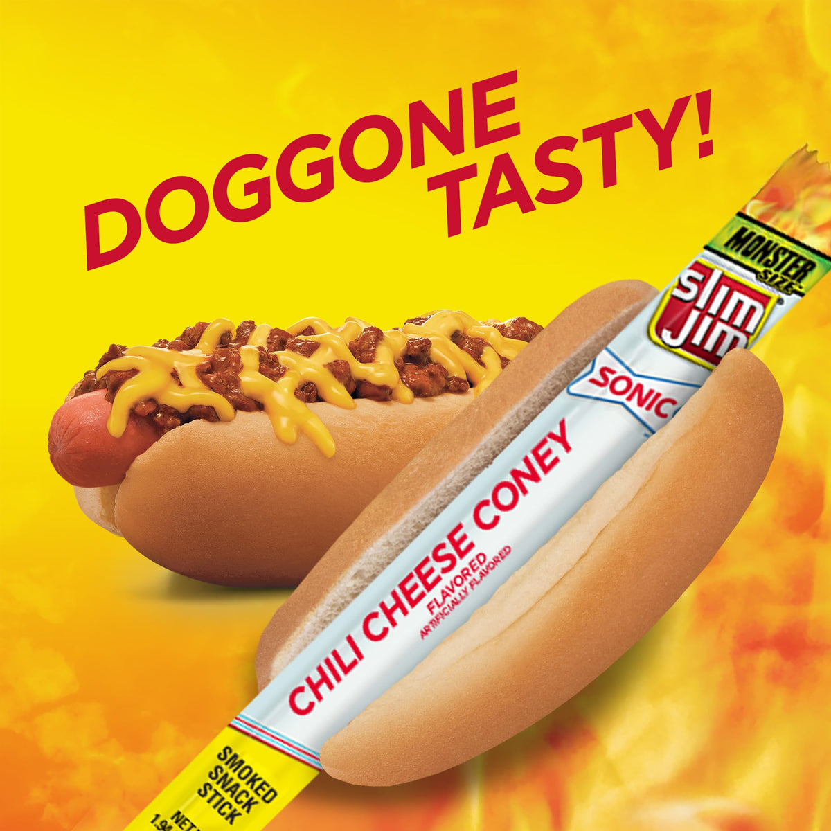 Slim Jim Monster Size Sonic Chili Cheese Coney Meat Sticks – 11g Protein, 18-Count