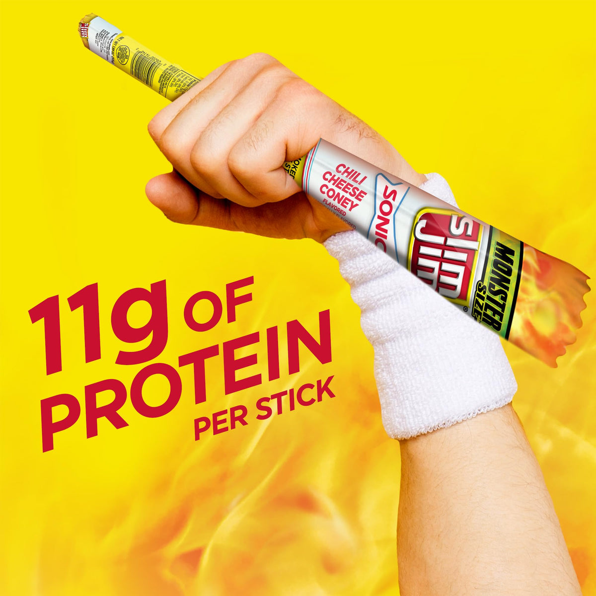 Slim Jim Monster Size Sonic Chili Cheese Coney Meat Sticks – 11g Protein, 18-Count