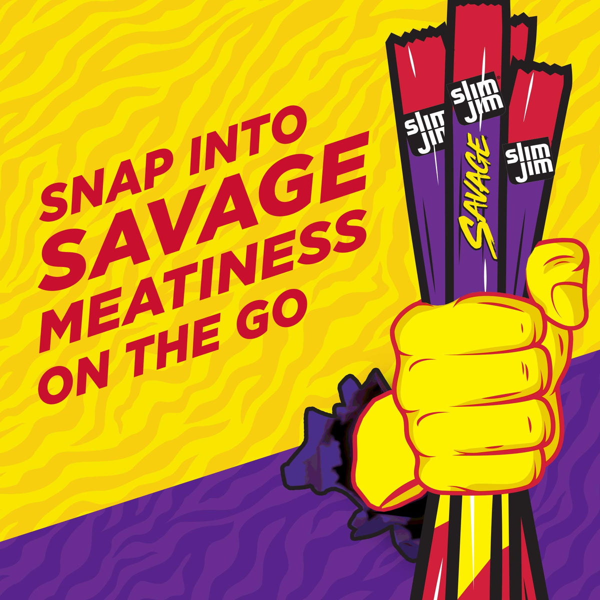 Slim Jim Savage Smoked Meat Sticks Original Flavor – 3 oz, 12 Count