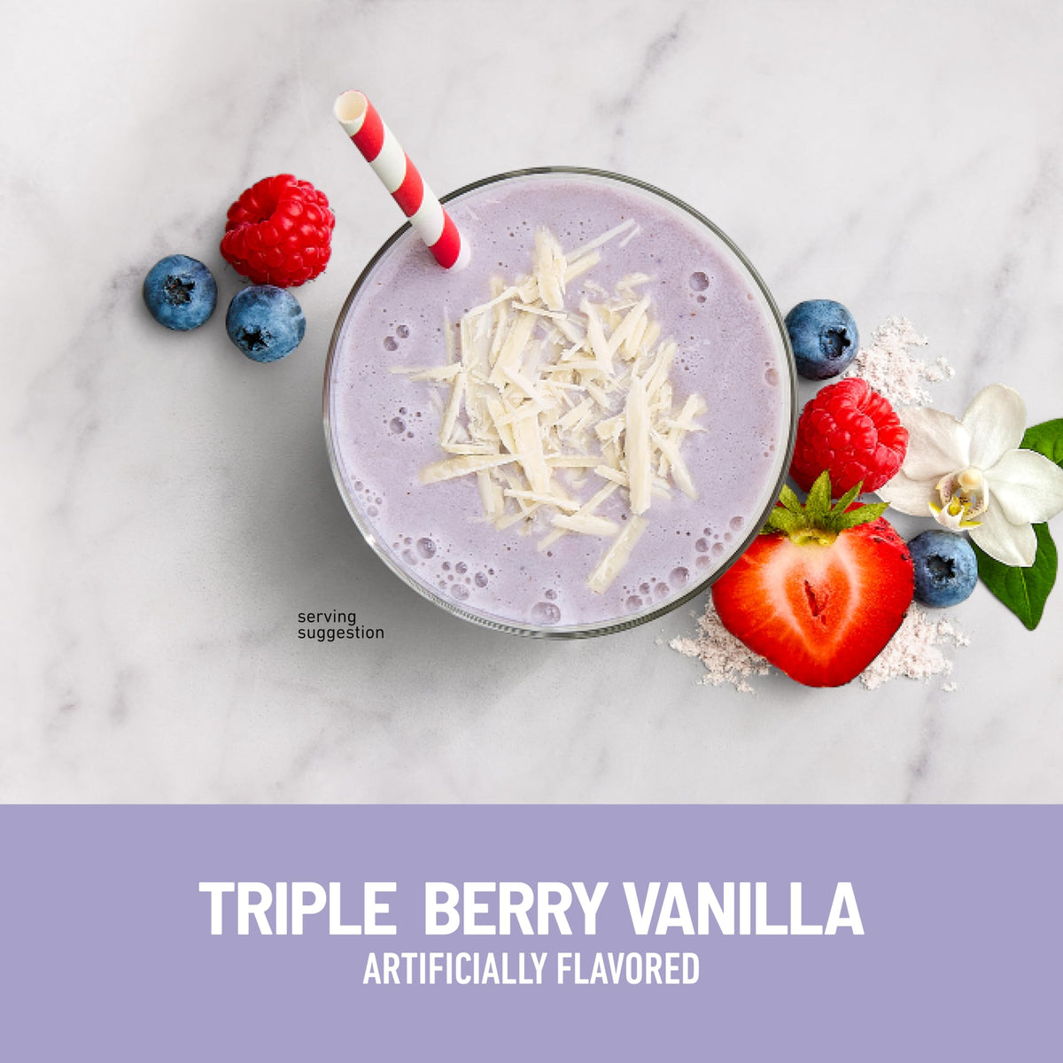 SlimFast High Protein Smoothie Mix Plus Fruit Powder – Triple Berry Vanilla, 21 Servings