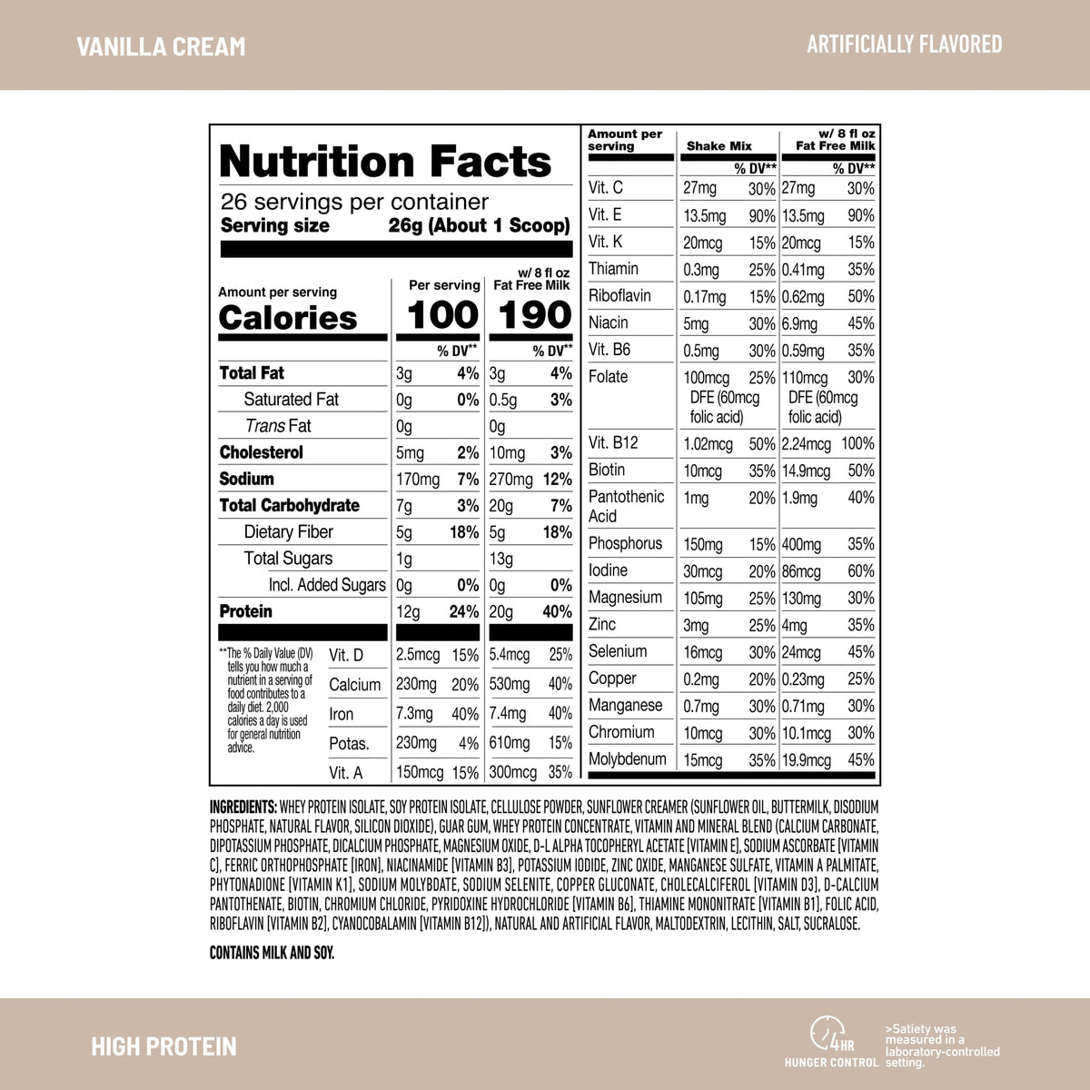 SlimFast High Protein Meal Replacement Powder – Vanilla Cream, 26 Servings, Gluten Free, 1.53 lb