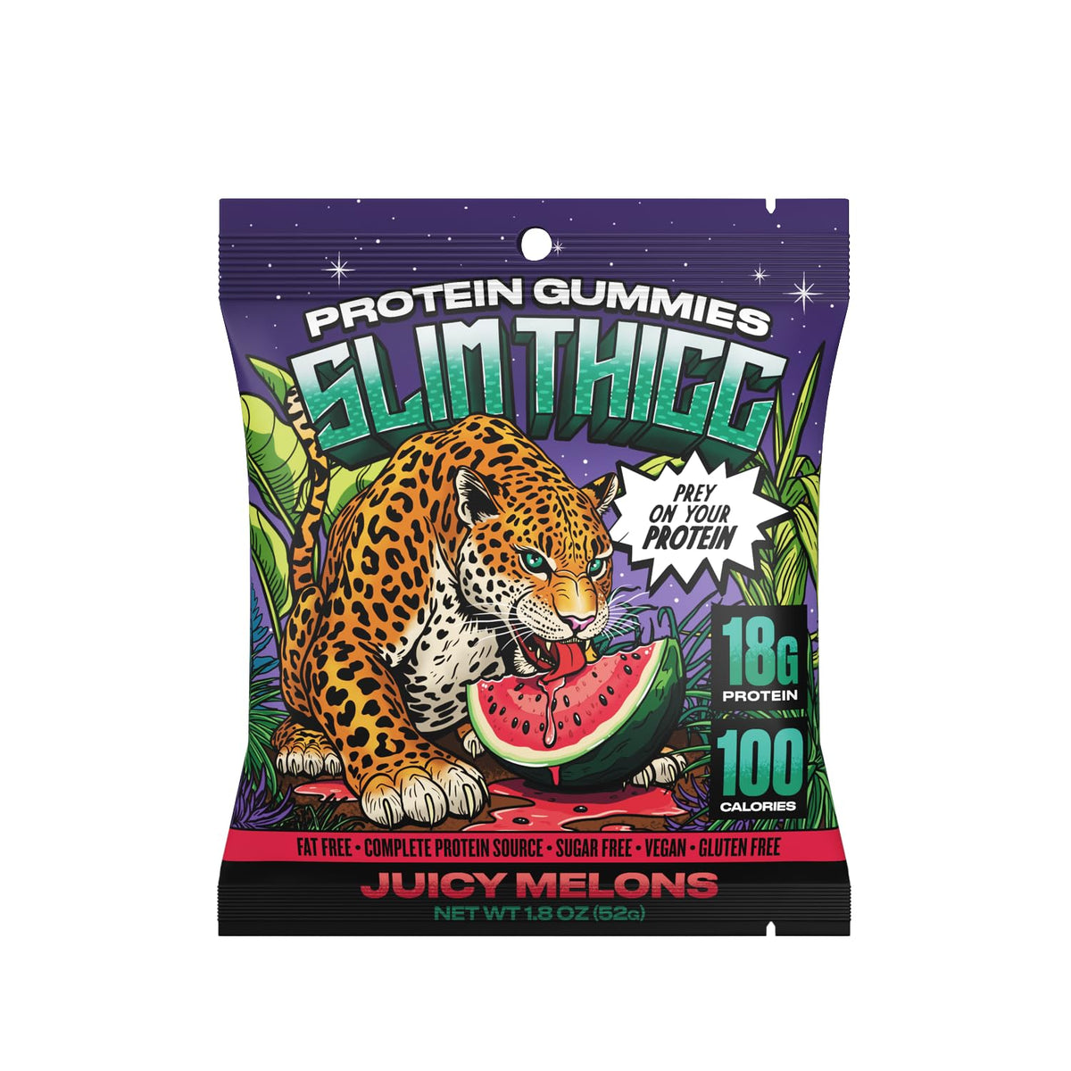 SlimThicc Protein Gummies 6-Pack – 18g Protein, 100 Calories, Zero Sugar | Rabid Razz & Juicy Melon