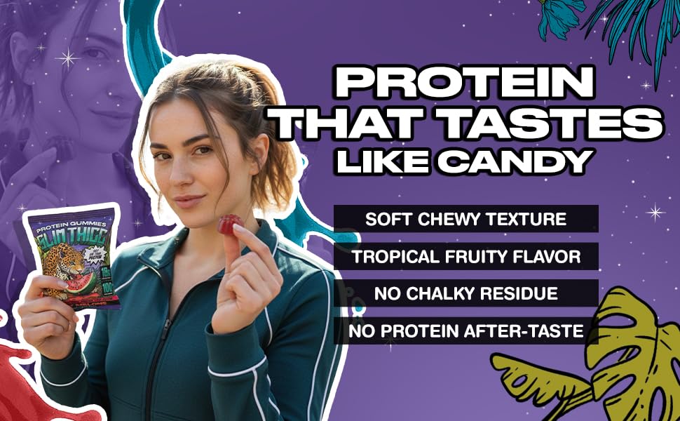 SlimThicc Protein Gummies 6-Pack – 18g Protein, 100 Calories, Zero Sugar | Rabid Razz & Juicy Melon