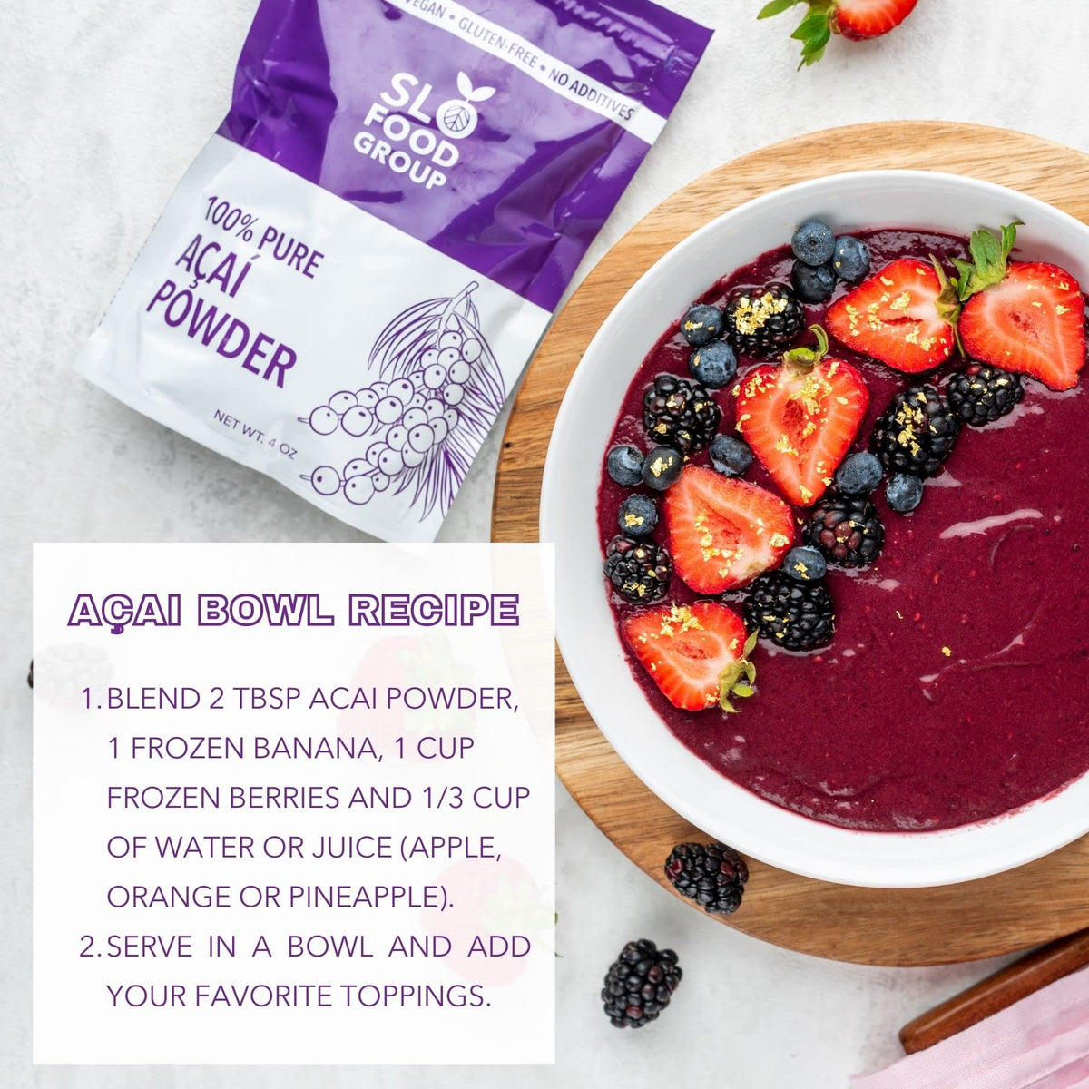 Slofoodgroup Freeze Dried Açaí Powder – Pure Brazilian Acai Powder, 1 lb